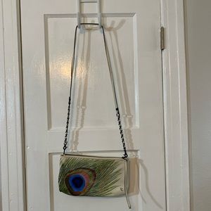 Hand painted Elliott Lucca white leather crossbody bag